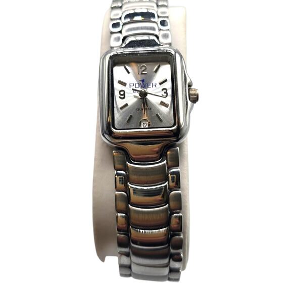Power 1 Quartz Women Watch Square Shaped Silver Tone Stainless Steel Japan Move - Picture 3 of 6